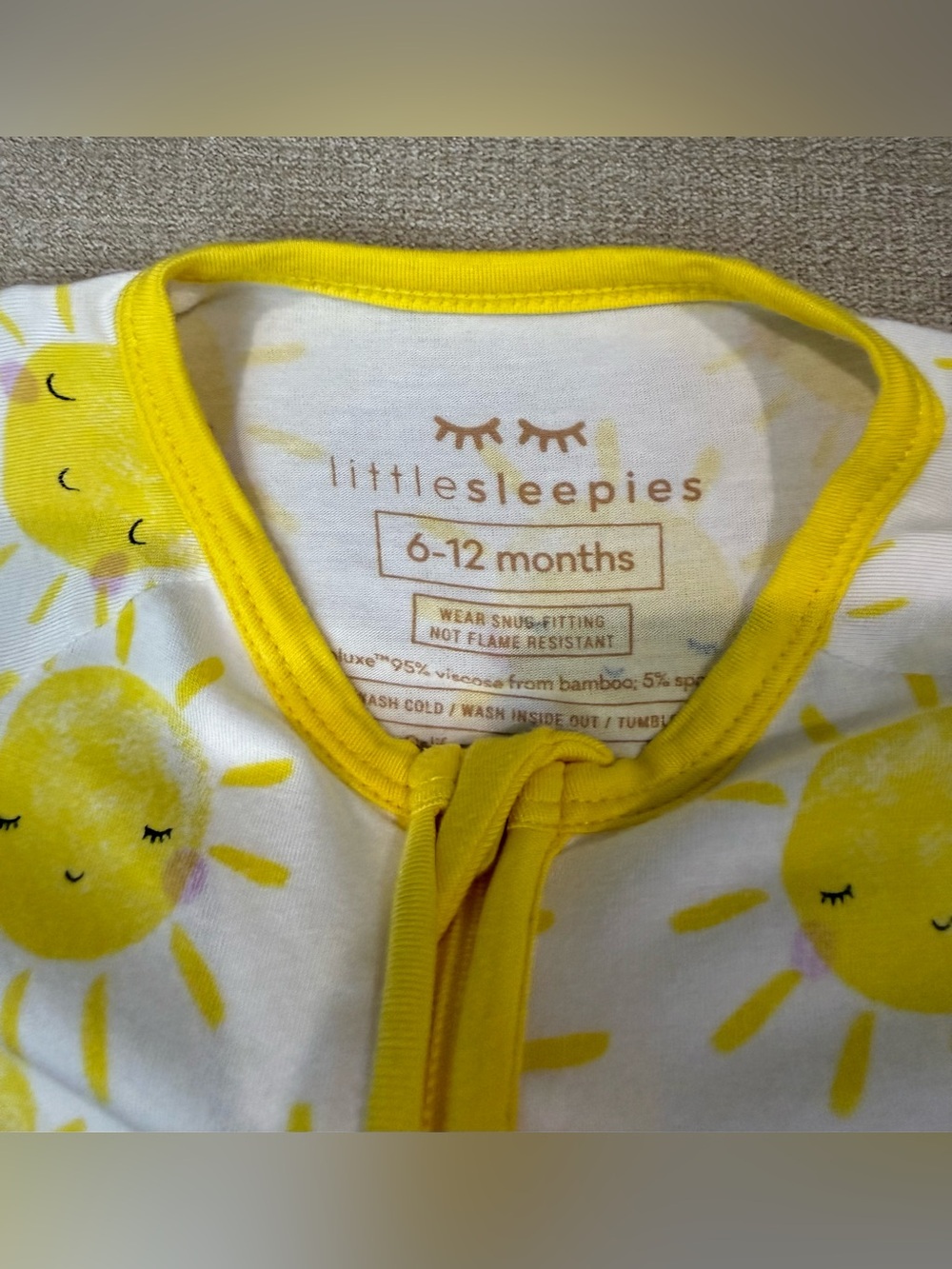 (NWOT) Little Sleepies Sunshine Zippy 6-12 Months - Picture 8 of 8